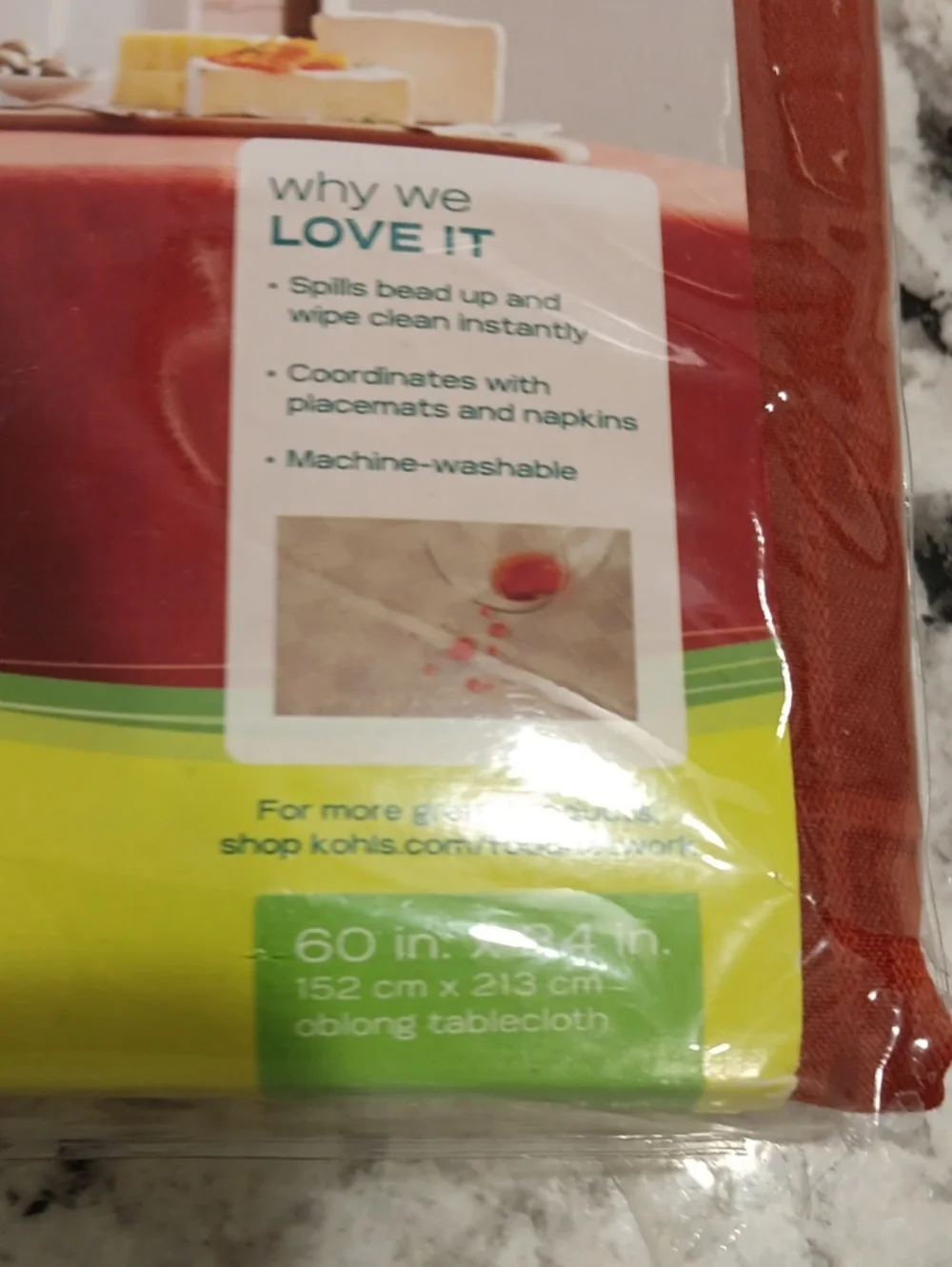 60x84 Inch Food Network Rust Red Microfiber Tablecloth - Stain-Resistant